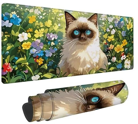 Alfombrilla Ratón Gato Alfombrilla Ratón XXL Gaming Tapete Escritorio Ordenador 1200x600x3mm Mouse Pad con Bordes Cosidos, Mousepad Impermeable, Antideslizante Tapete Teclado para PC - Verde W1-849