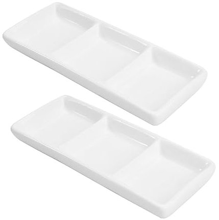 HOLIDYOYO 2 Piezas Platos de Cerámica Salsas Bandejas de Condimentos Multifuncionales Aperitivos y Uso Diario Cocina