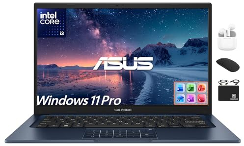 ASUS Vivobook - Laptop FHD de 14 pulgadas para estudiantes de negocios 2025, computadora alimentada por IA, Intel i3 de 6 núcleos, 40 GB de RAM y almacenamiento de 2.5 TB (SSD de 2 TB + 500 GB de ext