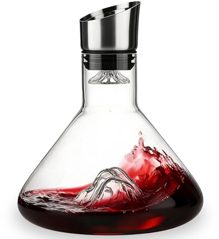 Decanter Per Vino Rosso,1500ML Decanter Per Vino Con Aeratore,Caraffa Vino Con Aeratore,Decantatore Con Aeratore E Filtro Per I Suoceri E Gli Aanti Del Vino,Vino Rosso,Servizio Antigoccia