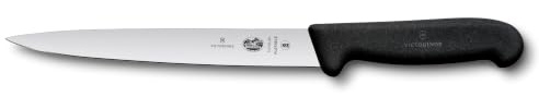 Victorinox Fibrox Filetiermesser, Scharfes Küchenmesser für Fleisch und Fisch, 20 cm, Gerade Klinge, Flexibel, HACCP geeignet, Rutschfest, Schwarz