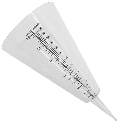 Kegelförmiger Regenmesser mit Skala, Transparenter Kunststoff, 35cm