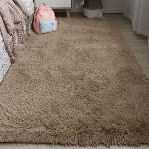 Vardagsrum Konstfäll 380 x 380 cm Som Är Fluffig Och Halkfri Mjuk Områdesmatta Tvättbar Och Halkfri för Flickor Barnrum, kamel