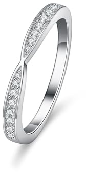 Fingerring Damen Vintage, Eheringe Weissgold 18K Kreuz mit Moissanit Silber Größe 50 (15.9)