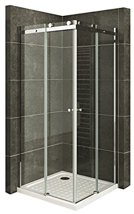 i-flair Duschkabine ANNA mit Schiebetüren 90x100 cm Höhe: 200 cm Eckduschkabine mit Eckeinstieg und Rollsystem aus 8mm durchsichtigem Nano ESG Sicherheitsglas - LINKS UND RECHTS MONTIERBAR! - DK88