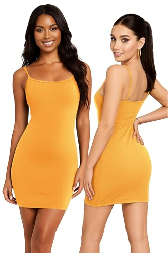 Re Tech UK - Strappy Bodycon Mini Dresses for Women (Mustard, 8-10)