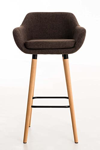 CLP 2er Set Barhocker Grant I Thekenhocker Mit Stoff-Bezug I Buchenholz-Gestell, Farbe:braun