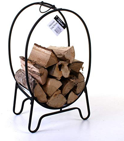 Marko Fireside Firewood Rack Log Storer Indoor Fireside Wood Cart Mover Carrier Stand Storage (Helsinki Oval Log Store)