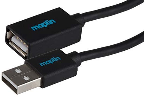 Maplin USB-A Male to USB-A Female Extension Cable 0.5m Black