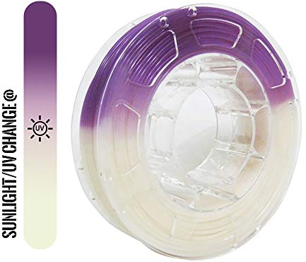 TOPZEAL 3D Drucker Filament PLA 1,75mm Farbe durch Licht verändert, Maßgenauigkeit +/- 0,05 mm, 1KG Spule für 3D Drucker und 3D Stift (weiß bis lila)