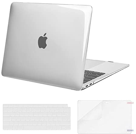 MOSISO Kompatibel mit MacBook Air 13 Zoll Hülle 2021 2020 2019 2018 A2337 M1 A2179 A1932 Retina Display, Kunststoff Schutzhülle Hartschale & Tastaturabdeckung & Displayschutzfolie, Transparent