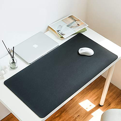 Ultra große Schreibtischunterlage, multifunktional, für Büro, Laptop, Schreibtischunterlage, PU-Leder, wasserdicht, kratzfest, 140 x 70 cm, Schwarz
