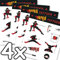Mega-Tattoo-Set * Ninja * als Mitgebsel, Geschenk oder zum Spielen | 4 Bögen mit 36 Tattoos | Karate Judo Aufkleber Bilder Sticker Kinder Kindergeburtstag Geburtstag