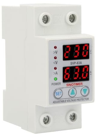 AC230V 63A Spannungsstromschutz, Überspannungsschutz Unterspannungsschutzgerät, Doppelte LED Einphasiger Niederspannungsschutz DIN Schienen
