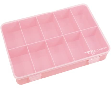 Craftelier - Caja de Organización con 10 Compartimentos para Materiales de Scrapbooking y Manualidades | Dimensiones 26,5 x 17,8 x 4,2 cm (10.4 x 7 x 1.65) - Color Rosa