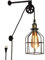 Moderne Vintage Schwarz Käfig Wandleuchte Innen Pulley Wandlampe - Industrielle Rustikale Pendelleuchte Wandbeleuchtung Verstellbar mit Kabel, Wandleuchter Deko für Wohnzimmer badezimmer kinderzimmer