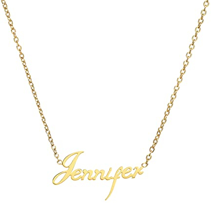 ANDANTE Premium Collection - Namenskette Jennifer 14K Gold Edelstahl Halskette Personalisierte Kette mit Namen - längenverstellbar 43 cm - 48 cm