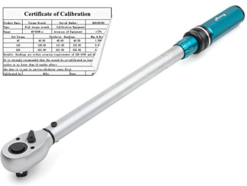 Awang Torque Wrench Set 1/2, 40-220 Nm Car Motorcycle Torque Wrench Set, ± 3% Accuracy, 72 Teeth