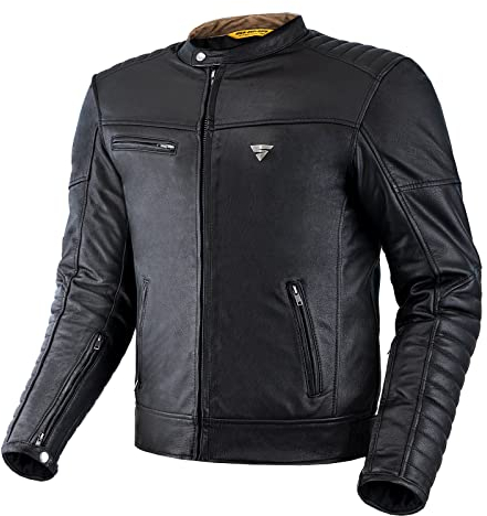 SHIMA WINCHESTER 2.0 Motorradjacke Herren | Klassische Biker-Lederjacke mit CE Rücken, Schulter und Ellbogen Protektoren, verstärkte Doppelnähte (Schwarz, XXL)