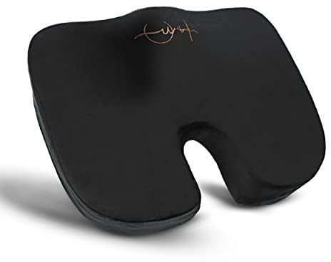 UMBERLINE® Orthopädisches Sitzkissen - Memory Foam Kissen - Sitzkissen für Bürostuhl - Schmerzreduzierend, Erhöht Sitzkomfort, Unterstützung für Beine, Hüfte, Steißbein und Rücken… (Schwarz)