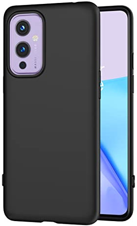 AICEK Kompatibel mit OnePlus 9 Hülle, Schwarz Silikon Schutzhülle für OnePlus 9 Case TPU Bumper Handyhülle