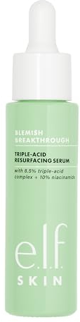 e.l.f. SKIN Blemish Breakthrough Triple-Acid Resurfacing Serum, Feuchtigkeitsspendendes Nachtserum Zur Bekämpfung Von Akne, Verbessert Den Hautton Und Die Textur, Vegan & Tierversuchsfrei, 28 ml