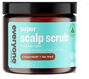 Everyone Hair Care Super Scalp Scrub - Peppermint & Tea Tree, 8 fl oz Bottle, Scalp Exfoliator, Gentle Hair Scrub Removes Dirt & Sweat Build Up, Sulfate Free & Paraben Free