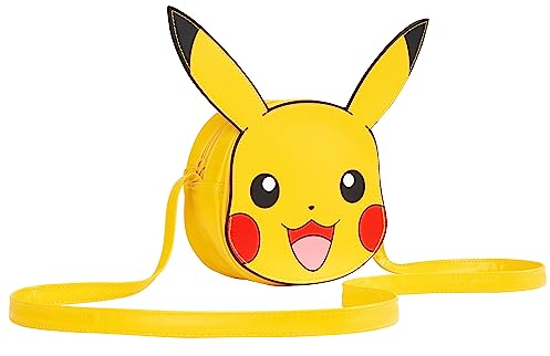 Pokemon Crossbody Umhängetasche für Kinder | Brusttasche mit langem Gurt und 3D-Pikachu-Design | Crossbody Bag Schultertasche klein Mädchen Teenager für Reisen oder Geschenk