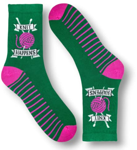 1 Pair Knit Happens Socks Women's Knitting Novelty Fun Socks Size 4-8