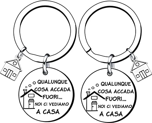 VZIUYTRE Unisex Portachiavi Ci vediamo a Casa per Coppia in Acciaio Inox Ciondolo Casa Casetta Carina Chiavi regalo di inaugurazione della casa per moglie marito (1)