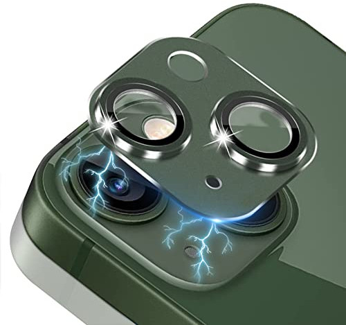 LanQii Camera Lens Protector Compatible with iPhone 13/iPhone 13 Mini, Metal Tempered Glass Film 9H Hardness Anti-scratch HD for iPhone 13/iPhone 13 Mini -Green