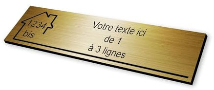 Plaque gravée motif MAISON pour Boite aux Lettres autocollante 10x2,5cm STANDARD personnalisable - 1 à 3 lignes sans frais supplémentaires + Numéro - or brossé