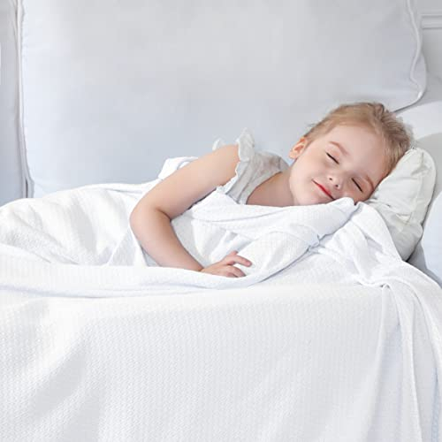 VHOME Sommerdecke - Bambus Decke für Kinder, Leichte Atmungsaktive Kühldecken kann Körper kühl halten für Bett Sofa und überall Weiß 120x100cm
