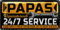 LANOLU retro Blechschild PAPAS SERVICE - Schild Werkstatt Papa - Geburtstagsgeschenk oder Vatertagsgeschenk Schild für Vater - lustige retro Deko mit Spruch - vintage Metallschild, 16x32 cm