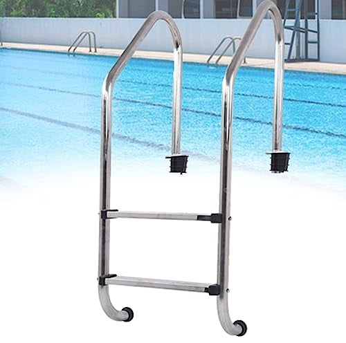 DOZPAL Schwimmbadleiter für Innen-/Außenpools, Edelstahl-Poolrolltreppe mit 2 dicken, verschleißfesten Pedalen – Tragfähigkeit 180 kg,C