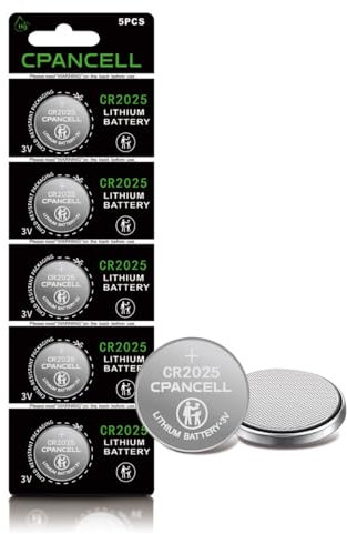 CPANCELL 2025 High Capacity CR2025 Battery 3v Lithium Batteries (5 Pack)