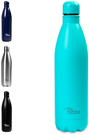 Edelstahl Trinkflasche - Otto Koning - Doppelwandige Vakuumisolierte Thermoskanne. Hält kalte Getränke 24 Stunden und heiße Getränke 12 Stunden. Auslaufsichere Thermosflasche BPA-frei