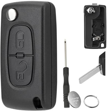 2 Buttons For Peugeot Expert 207 307 308 807 5008 key fob case For Citroen C2 C3 C4 C5 C6 C8 Citroen XSARA PICASSO key fob case (HU83 Blade CE0536) with Screwdriver key Ring Battery CR1620