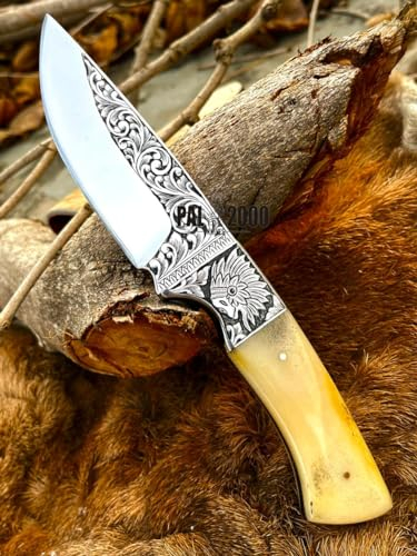 Cuchillo de acero de D2 hecho a mano con funda de cuero 3146