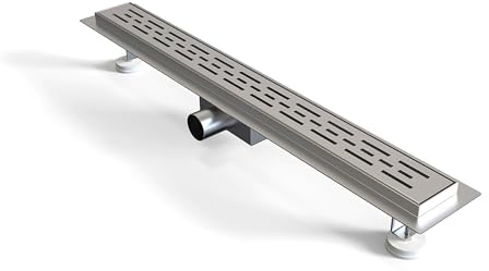 Aica Sanitarios Desagüe Lineal de 80cm Rejilla a RAS de Suelo, canaleta de Ducha Rectangular de Acero Inoxidable Cepillado 304 con sifón y Filtro