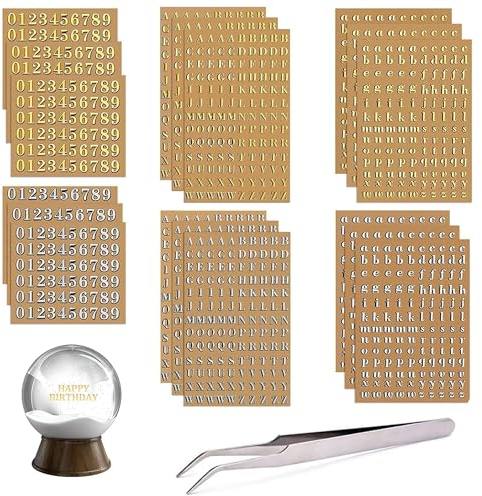 18 Blätter Selbstklebende Buchstaben Aufkleber Klein Gold/Silber, Groß- Und Kleinbuchstaben Sticker Schrift Aufkleber Mit Pinzette Für Scrapbook Diy-Basteln Kerzen Taufe Kommunion Hochzeit 3mm