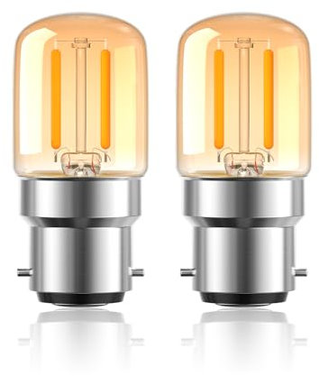 Lamptobe B22 Bayonet LED Light Bulbs 2W Night Light Bulb, Low Watt Light Bulbs Equivalent 15 Watt, T28 B22 Bayonet Light Bulb for Sewing Machine, Appliance Lamps, Night Light, 2700K Warm White, 2 Pack