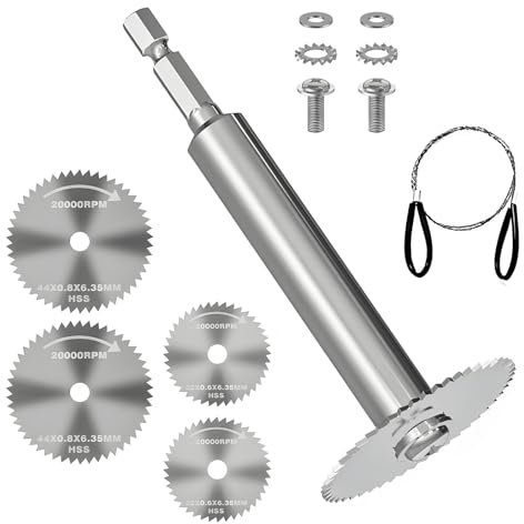 PVC Pipe Cutter,1/4 Hex Shank PVC Plumbing Inside Cutter Internal Plastic Pipe Cutter Set(32mm Saw Blades*2,44mm Saw Blades*2,Wire Saw*1),Stainless Steel Plumbing Inside Cutter
