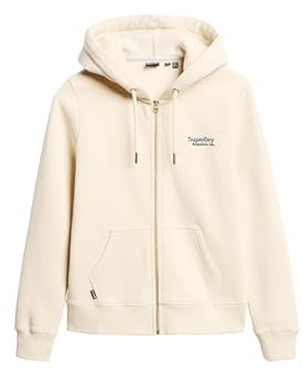 Superdry Damen Essential Kapuzenjacke mit Logo Tapioka Creme Beige 44