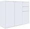 Home Collective Kommode mit 2 Schubladen und 3 Türen Flur Schlafzimmer Wohnzimmer Organizer 110 cm breit 80 cm hoch | weiß Holz Highboard Sideboard Mehrzweckschrank Schrank schmal