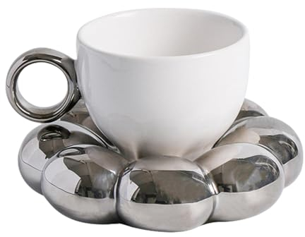 Linda taza de café de cerámica, juego de tazas de té en forma de flor | Taza de agua de flores - floral de cerámica de la taza de té y del platillo, del de la taza de la bebida del té de la flor para