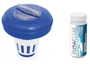 Bestway Flowclear™ schwimmendes Set mit 50 Teststreifen | 16,5 cm Durchmesser | sauberes und kristallklares Poolwasser