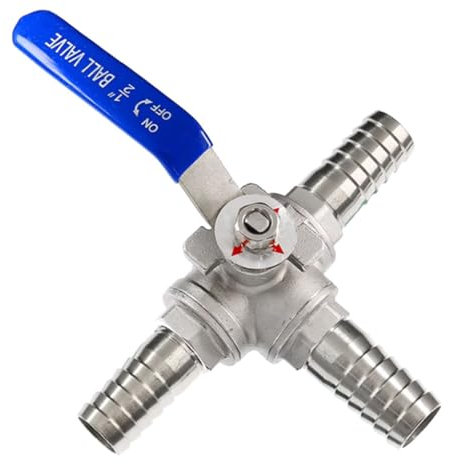 Edelstahl-Ventil, 1 Stück 3-Wege-Kugelhahn, 304 Edelstahl-Dreiwege-Schlauchkugelhahn for Wasseradapteranschluss (Farbe: T-Anschluss, Größe: 13 mm)(L Port,8mm)
