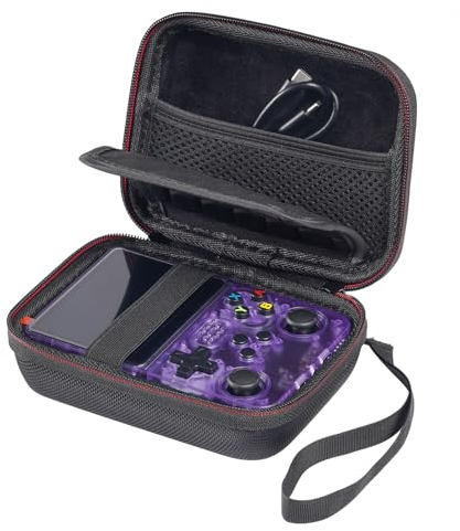 Zhixteu Sacoche de Transport pour ANBERNIC R36S/R35S/RG353V/RG35XX Plus/RGB20S, Sacoche de Rangement pour Console de Jeu Portable, EVA Housse Protectrice Anti-Rayures (Noir)