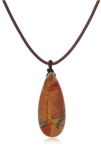 COAI Echtes italienisches Lederband Braun mit Picasso Jaspis Anhänger Kristall Lederhalskette für Herren und Damen